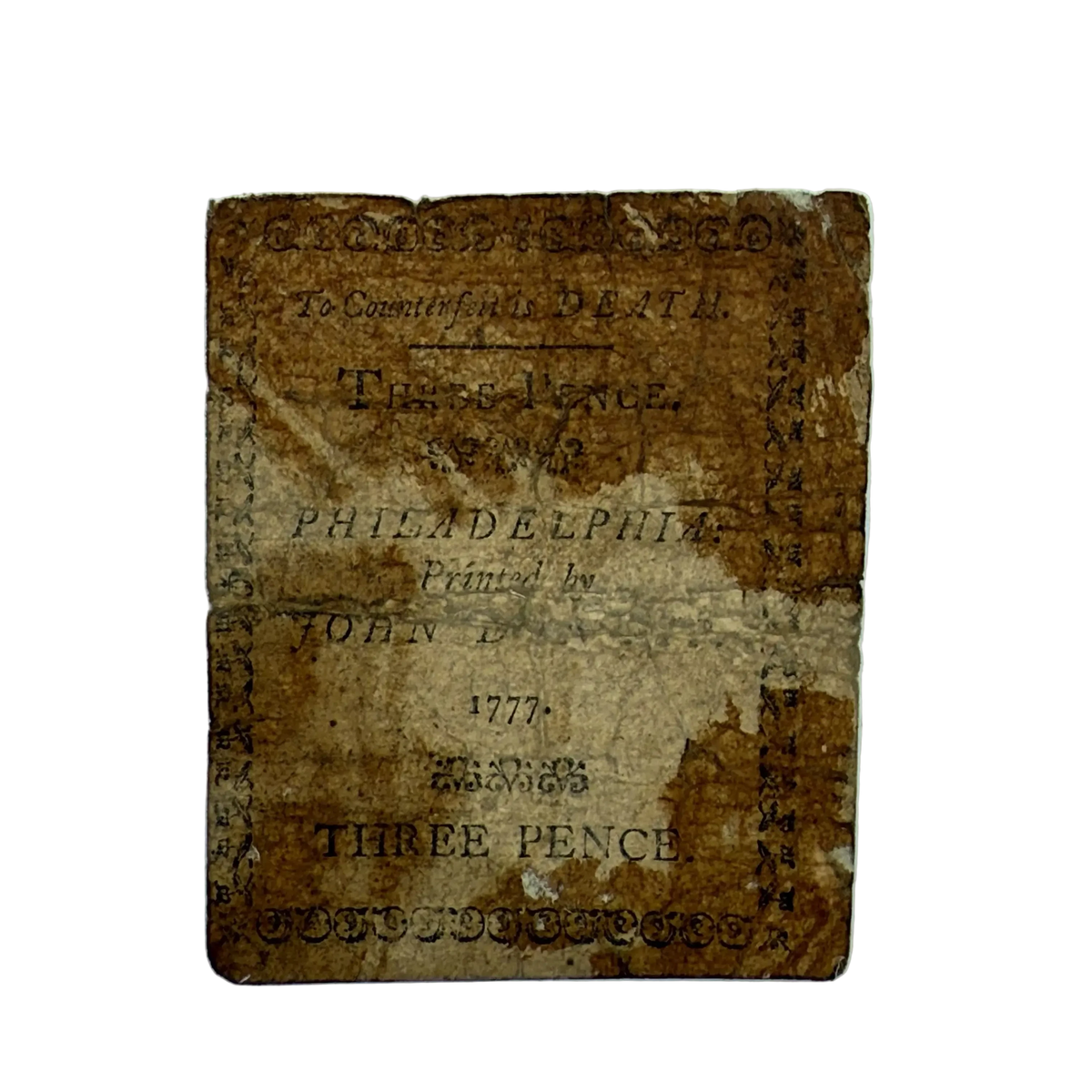 Colonial currency — Pennsylvania — April 10, 1777 — Three Pence