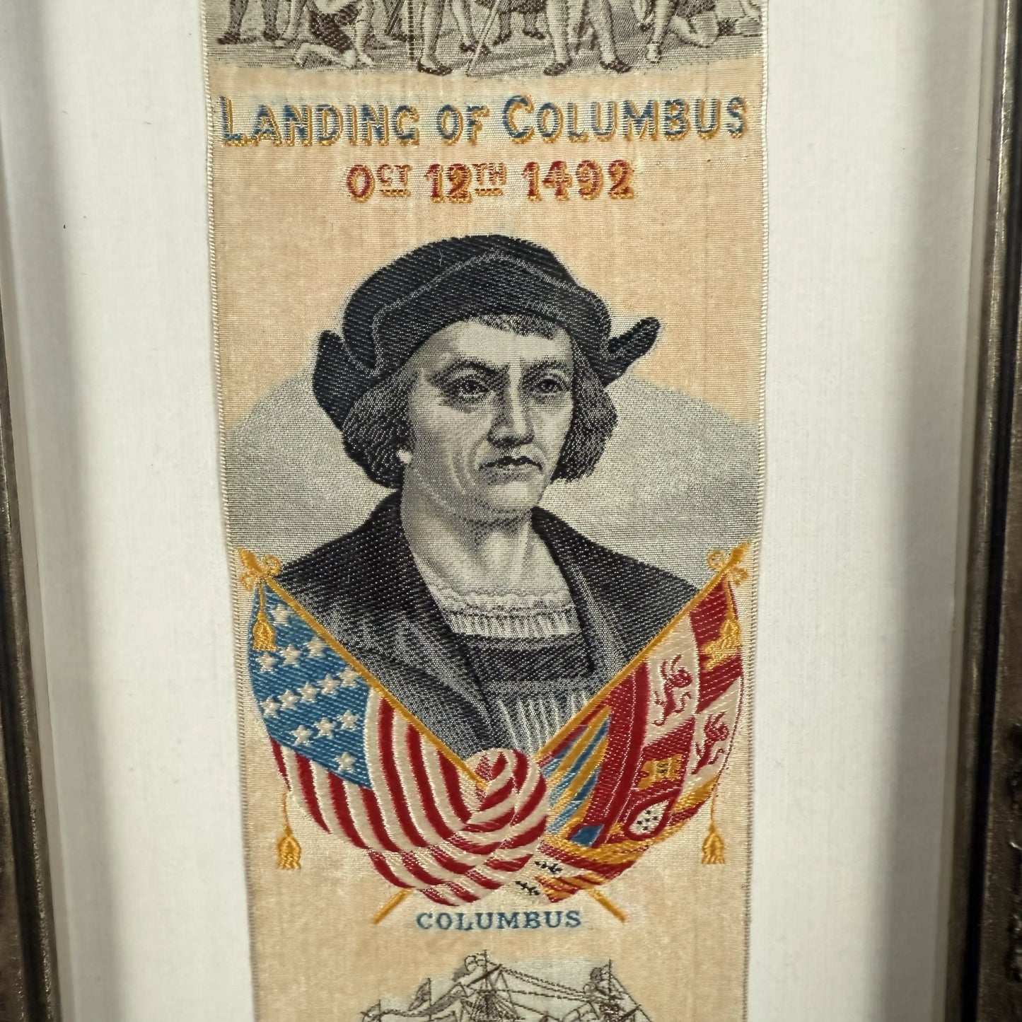 1893 World’s Columbian Exposition Silk Woven Bookmark — Framed