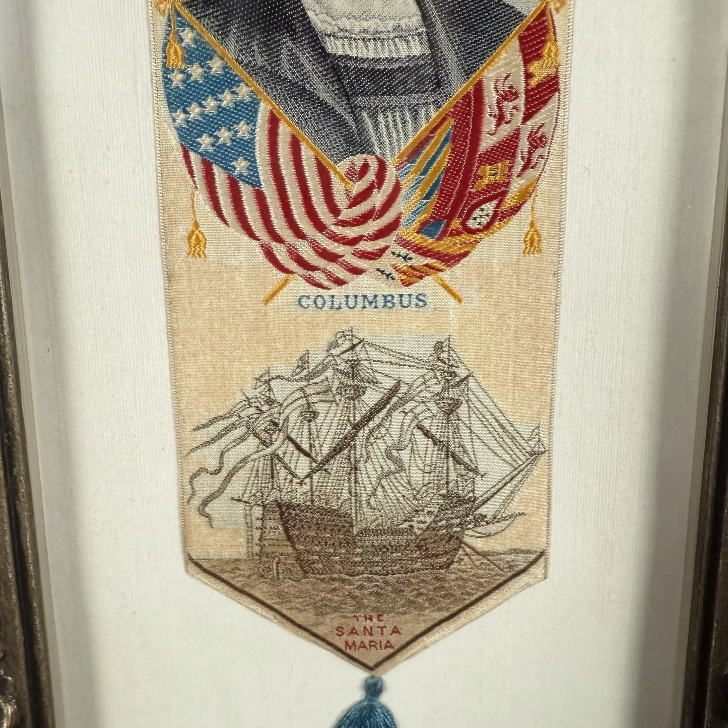 1893 World’s Columbian Exposition Silk Woven Bookmark — Framed