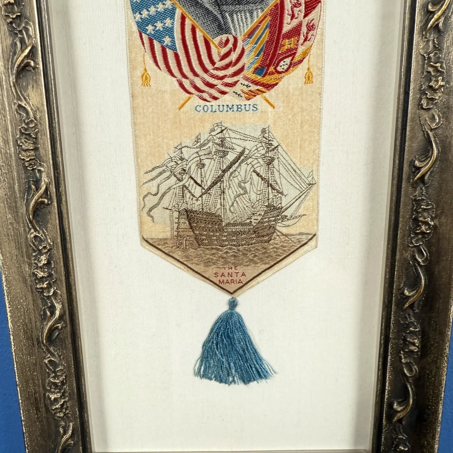 1893 World’s Columbian Exposition Silk Woven Bookmark — Framed
