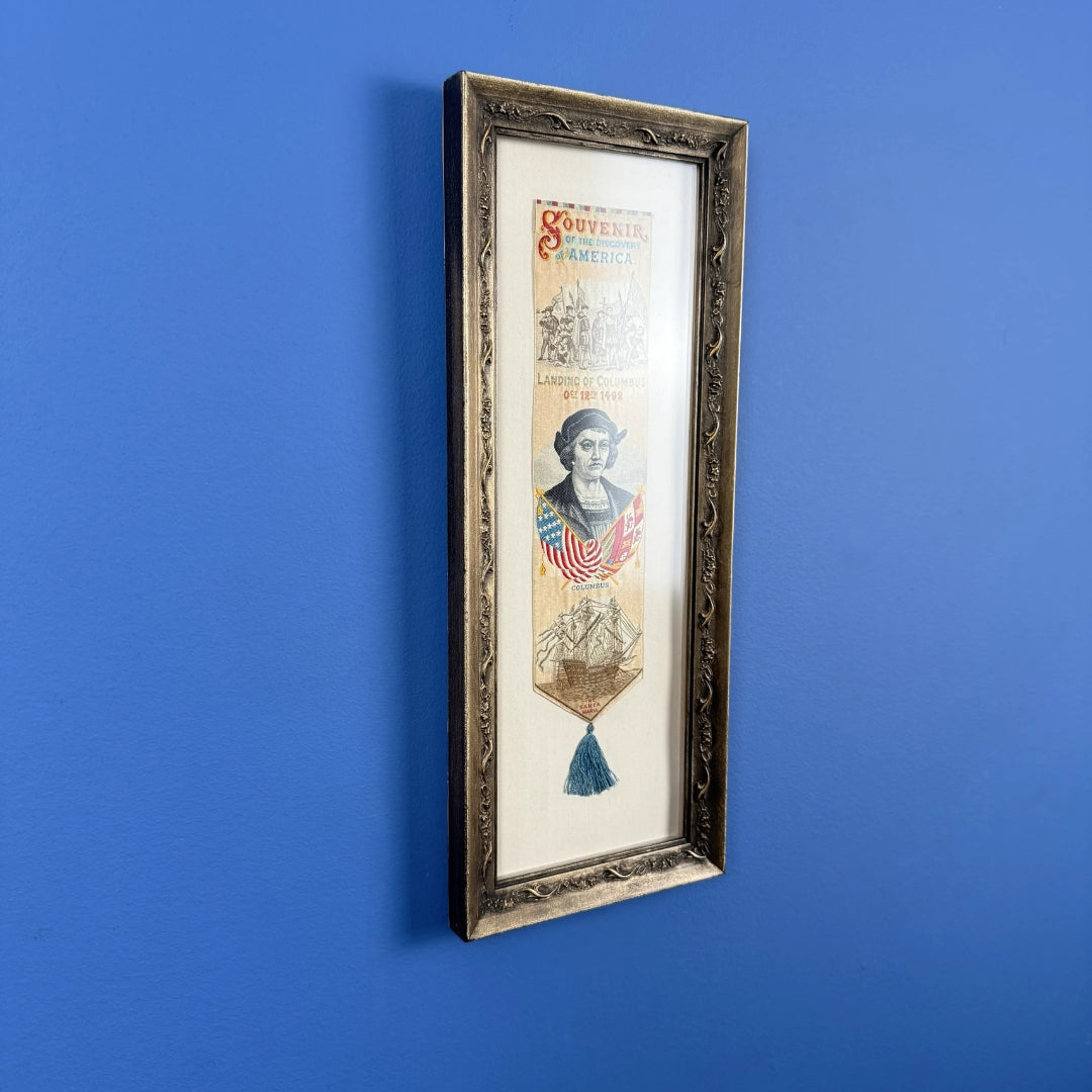1893 World’s Columbian Exposition Silk Woven Bookmark — Framed