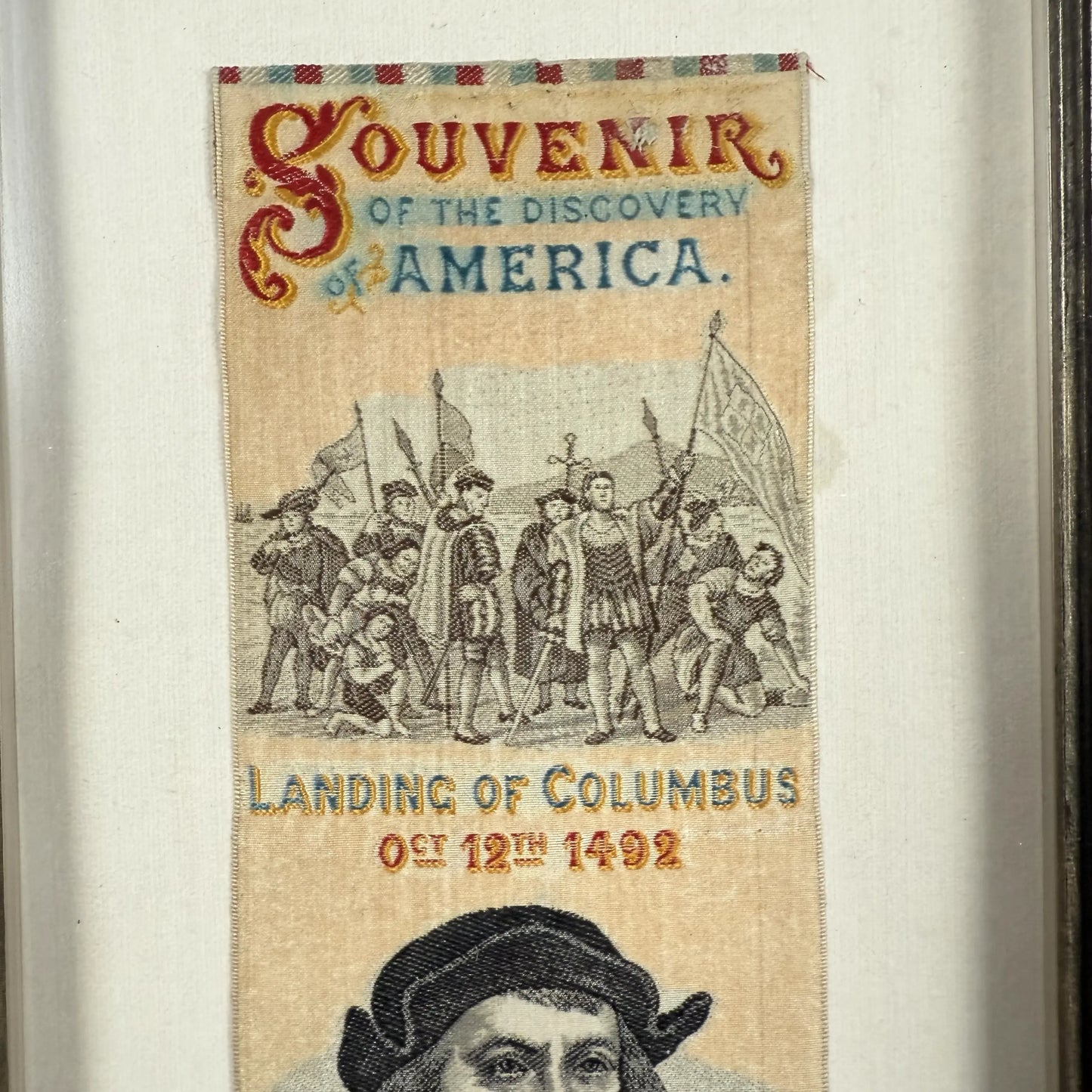 1893 World’s Columbian Exposition Silk Woven Bookmark — Framed