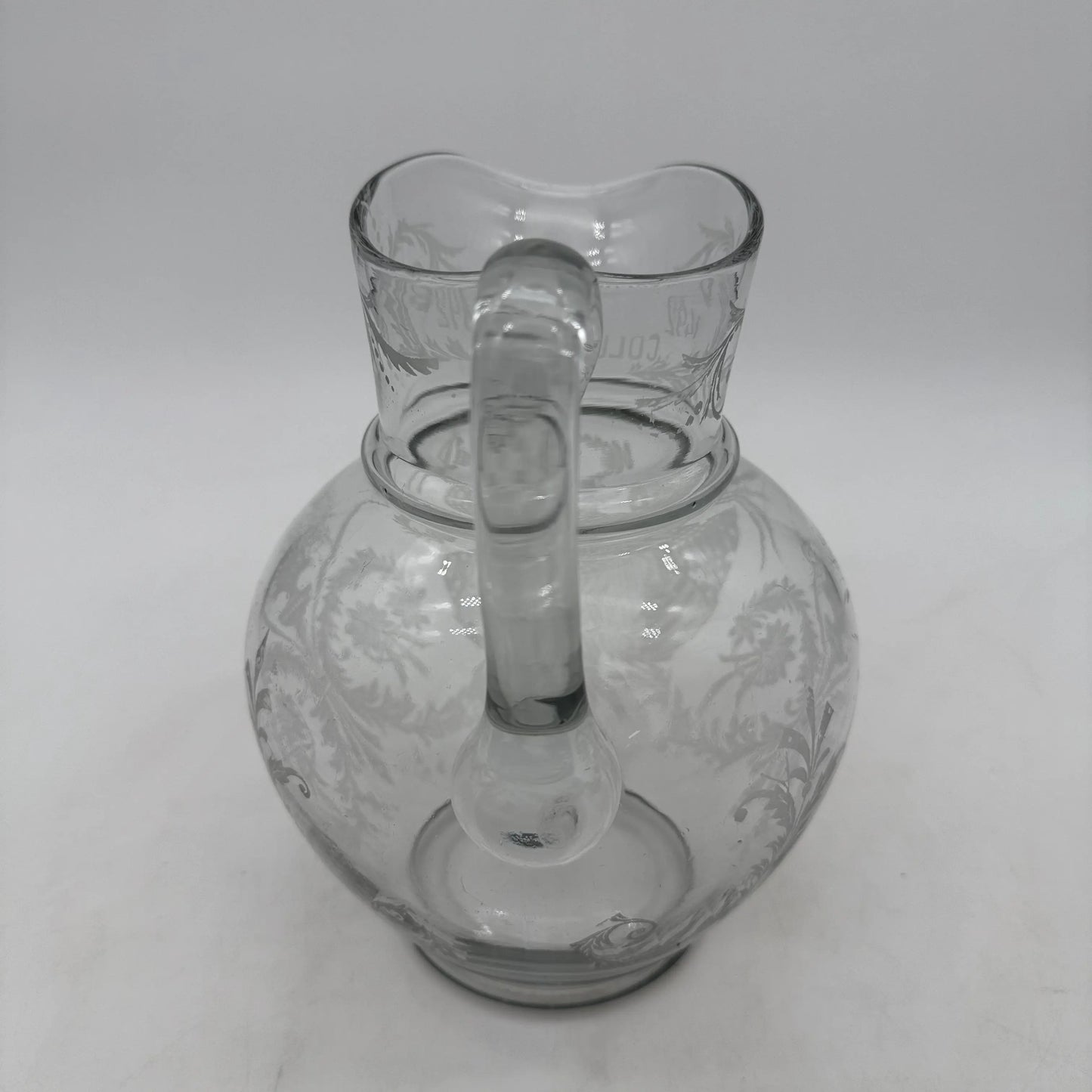 1892 Columbian Exposition Chicago World's Fair Large Etched Glass Pitcher with Christopher Columbus