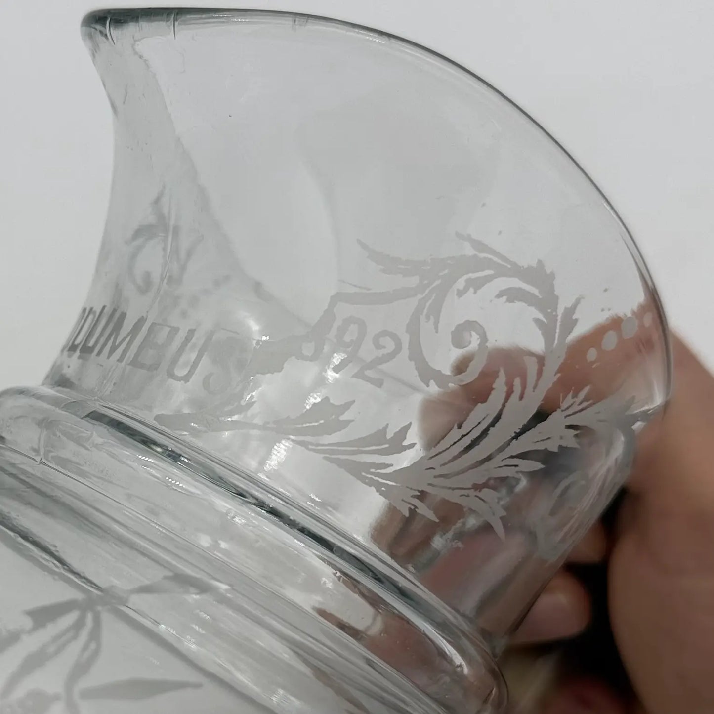 1892 Columbian Exposition Chicago World's Fair Large Etched Glass Pitcher with Christopher Columbus