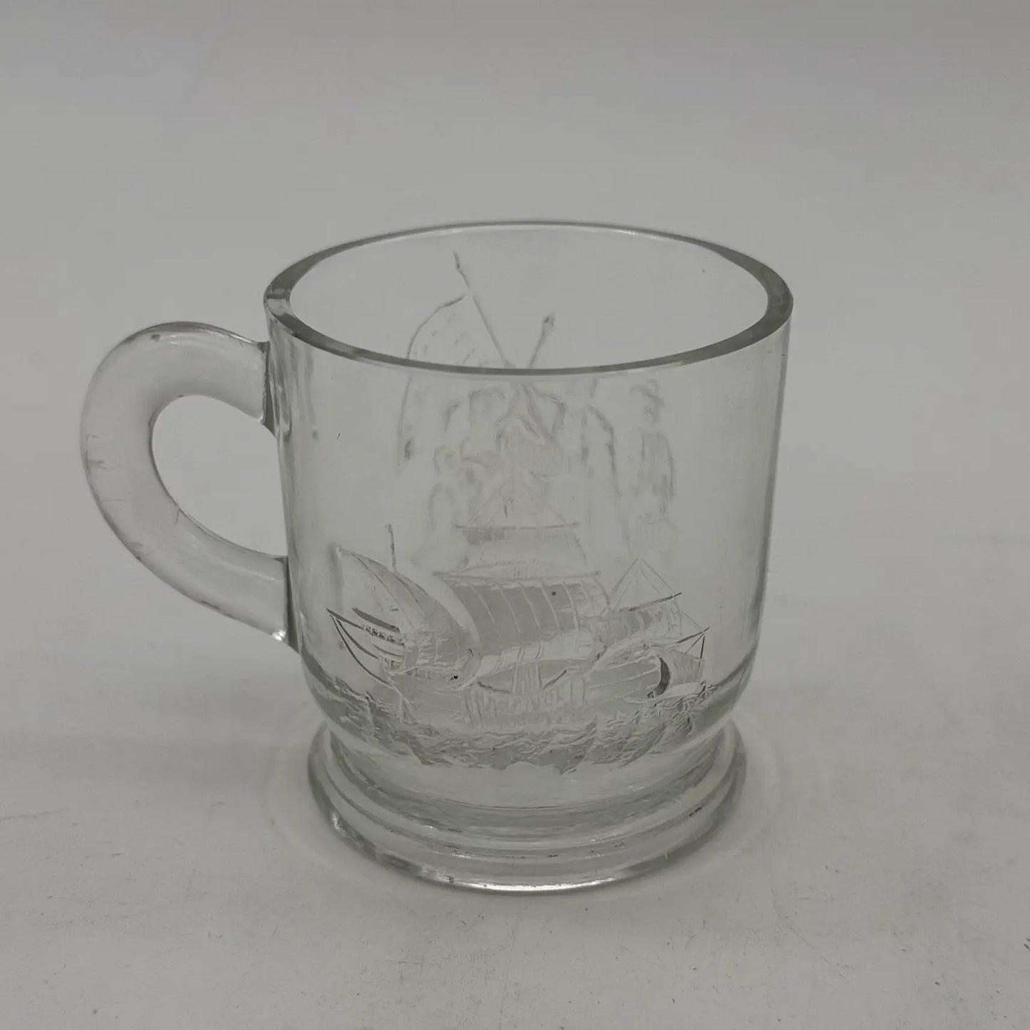 1893 Columbian Exposition Chicago World's Fair Small Pressed Glass Cup with Handle