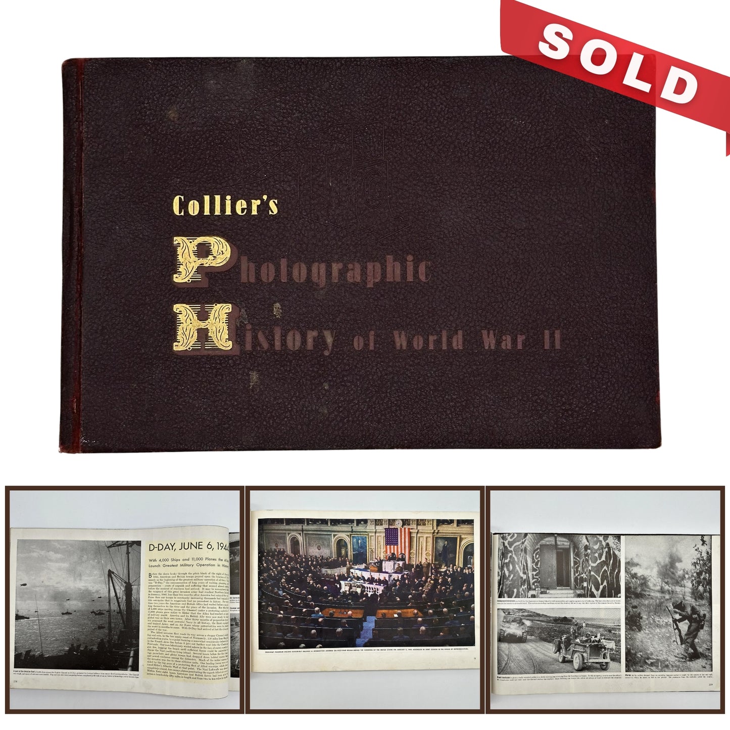 1945 Collier's Photographic History of World War II Vintage Book — Album Edition