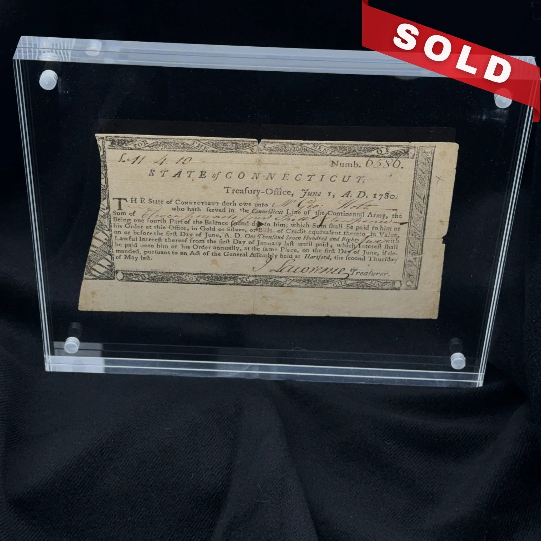 Continental Army Pay Script — Connecticut — 1780