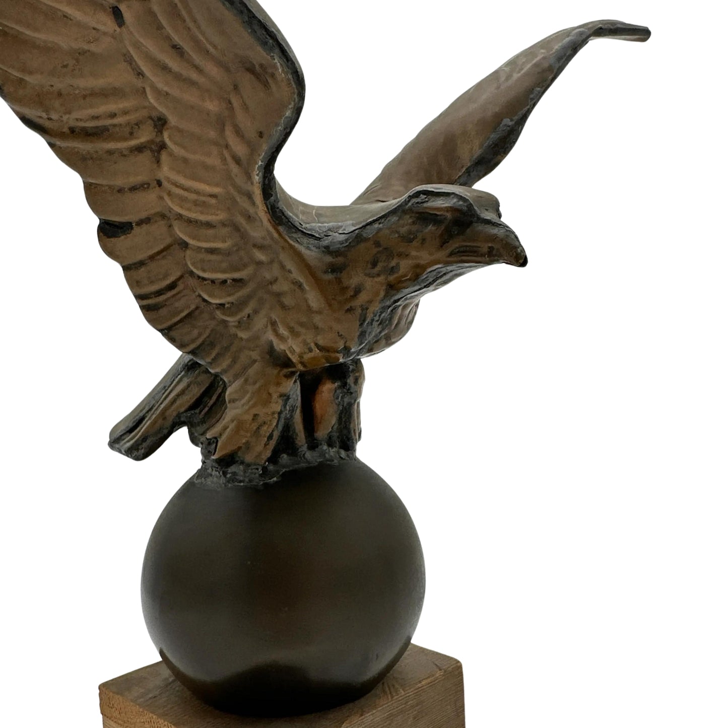 Hand hammered copper eagle flagpole topper