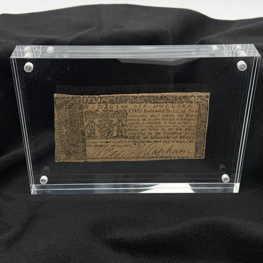 Colonial Currency — Maryland — April 10, 1774 — Six dollars