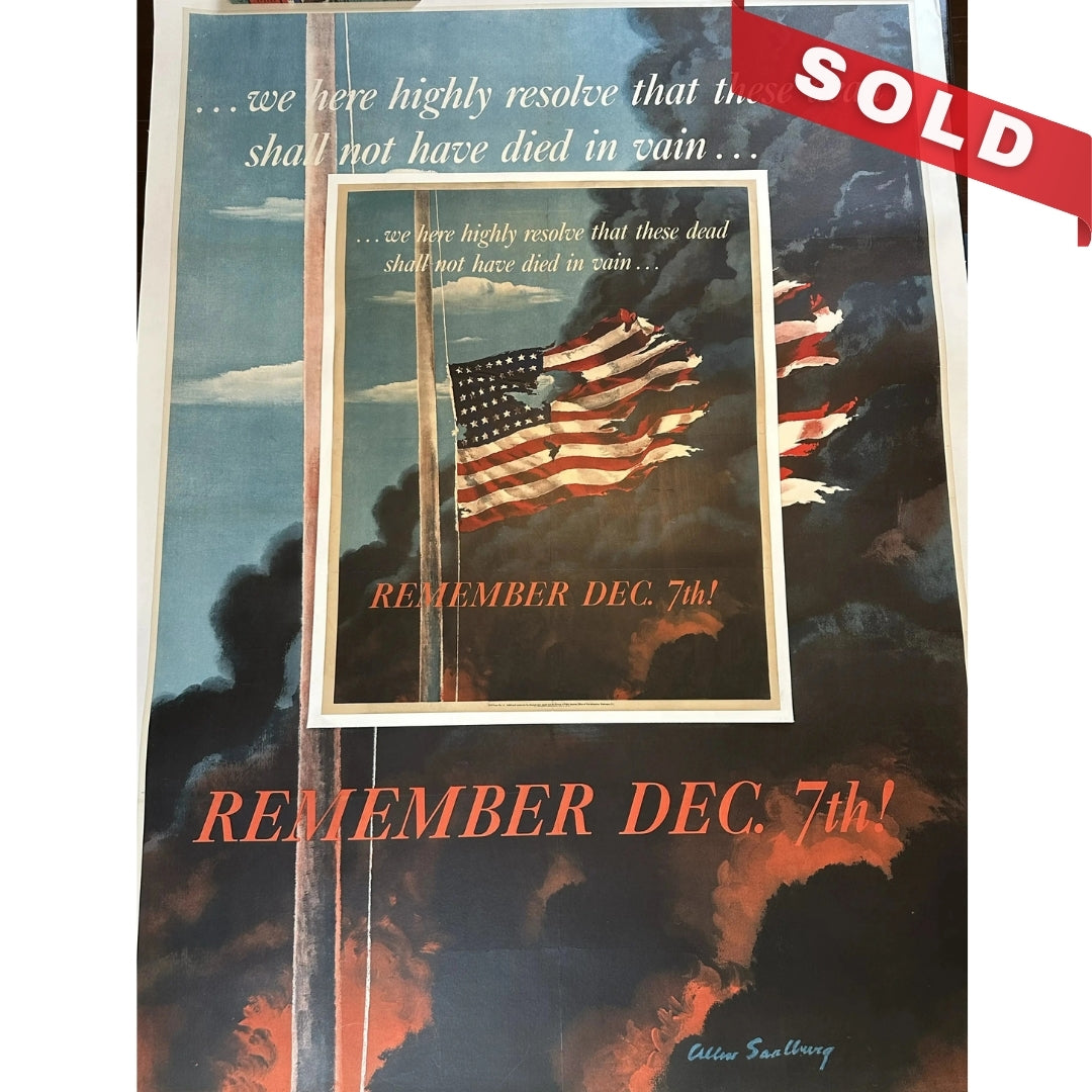 Original "Remember Dec. 7th!" WWII Posters — Linen backed — Two sizes, one very large