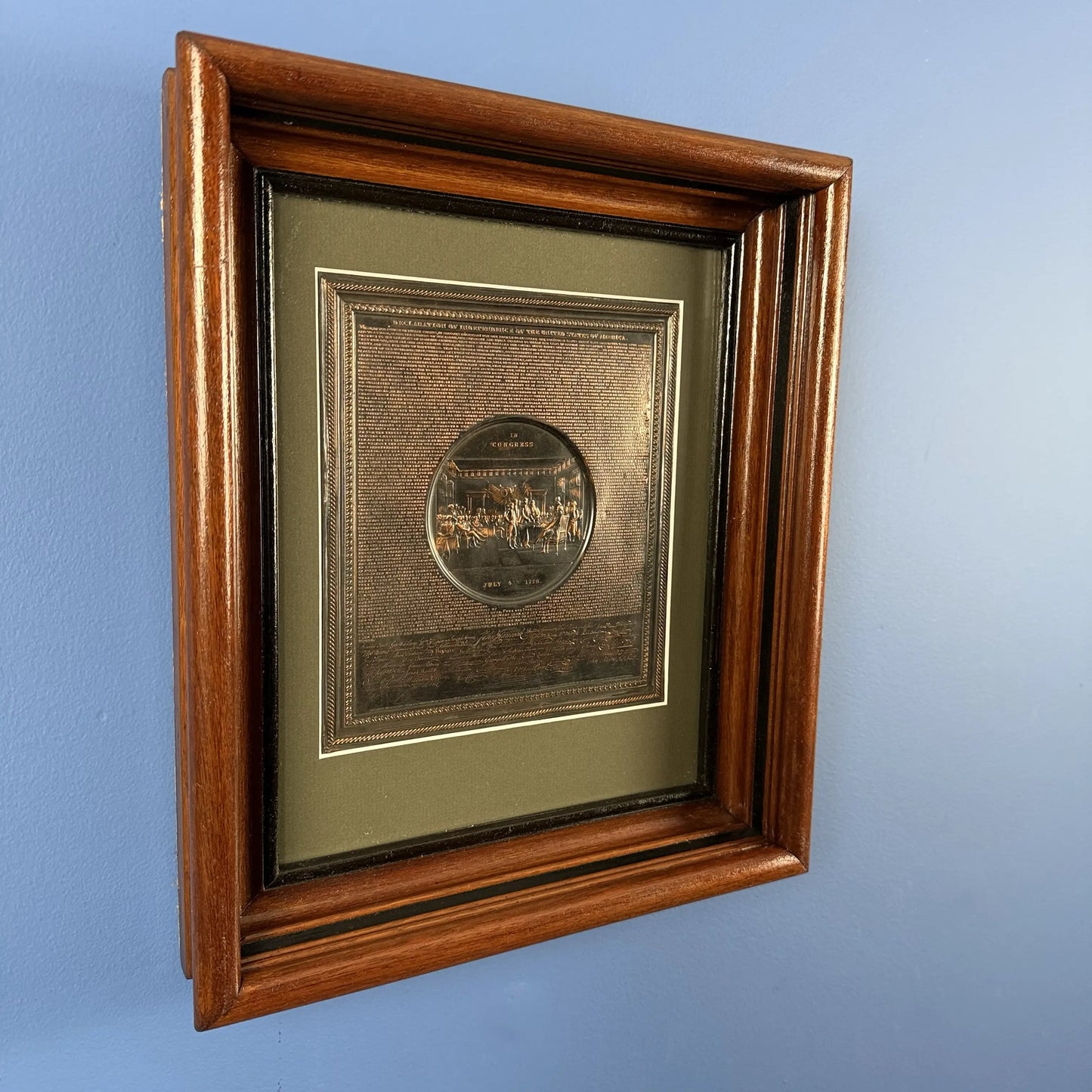 Declaration of Independence Embossed Copper Plaque — 1859