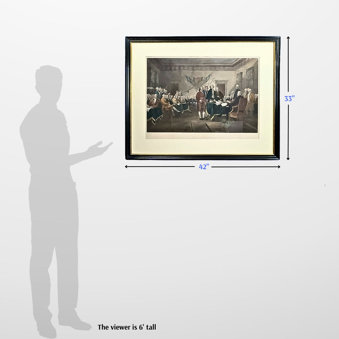 "Declaration of Independence July 4, 1776," engraved by W.L. Ormsby after John Trumbull — Framed