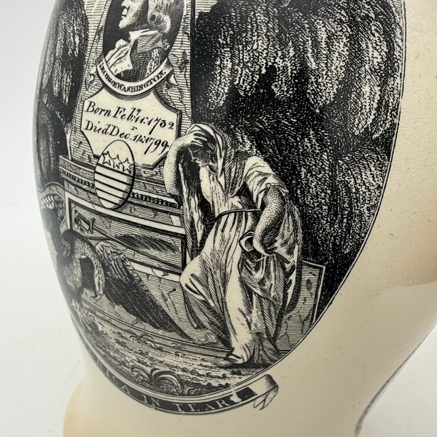 "Washington in Glory — America in Tears" Creamware Pitcher c. 1790