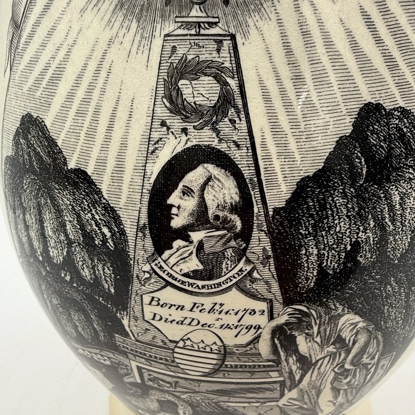 "Washington in Glory — America in Tears" Creamware Pitcher c. 1790