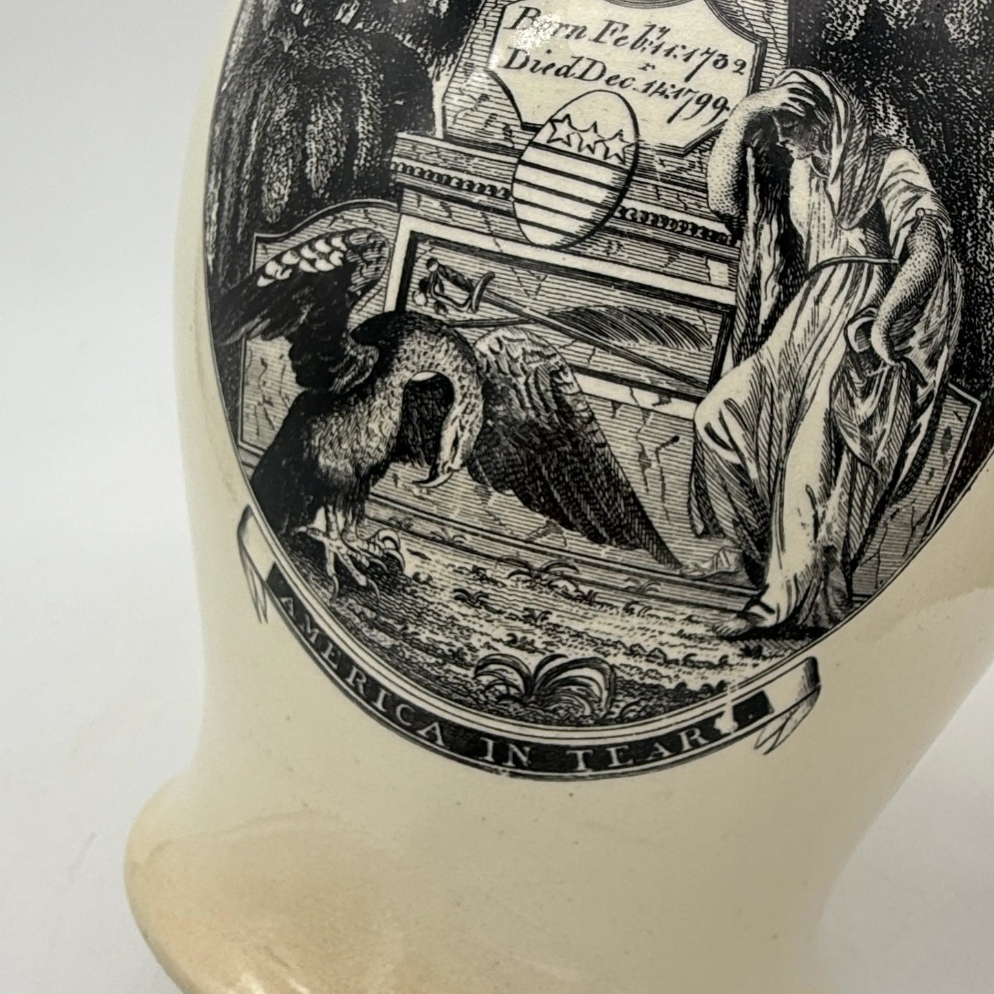 "Washington in Glory — America in Tears" Creamware Pitcher c. 1790