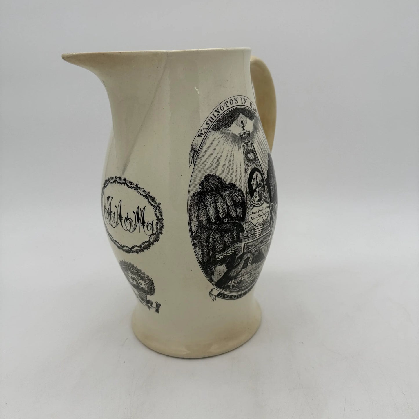 "Washington in Glory — America in Tears" Creamware Pitcher c. 1790