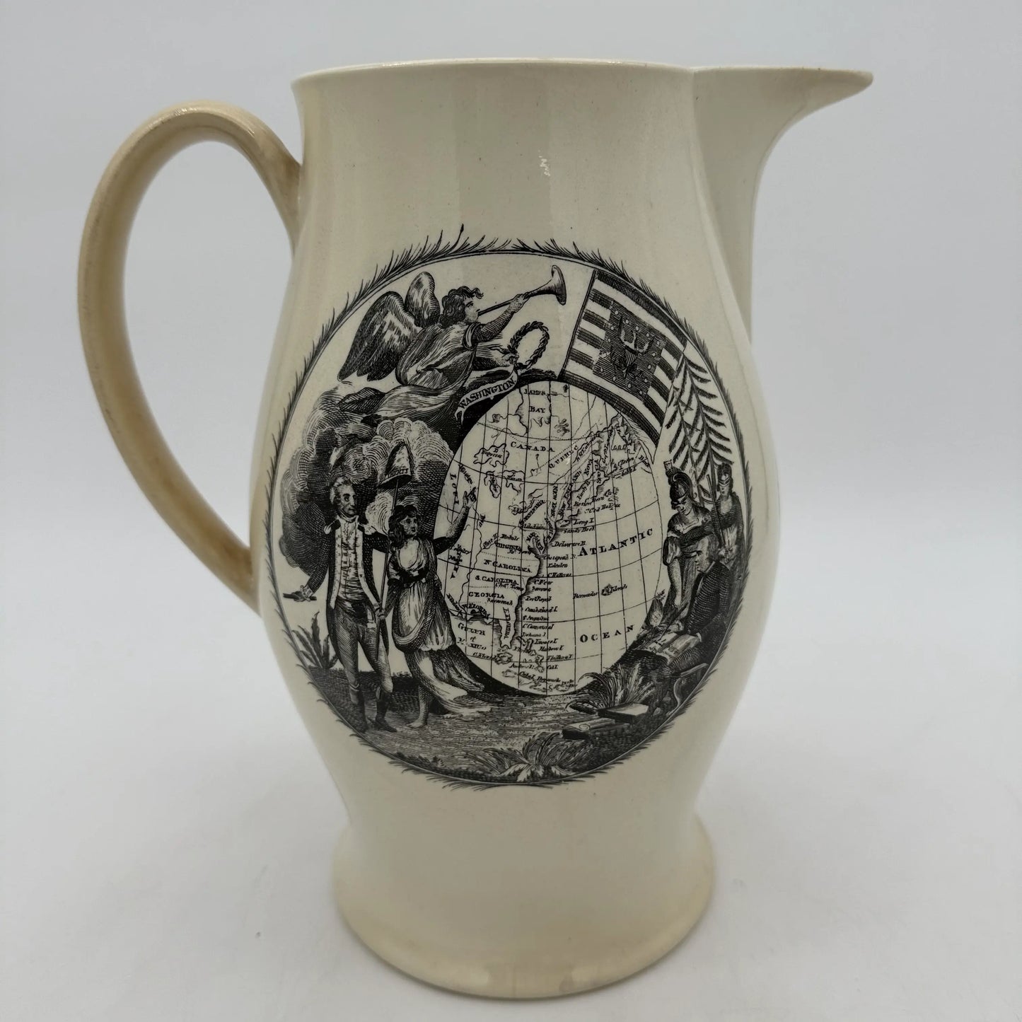 "Washington in Glory — America in Tears" Creamware Pitcher c. 1790