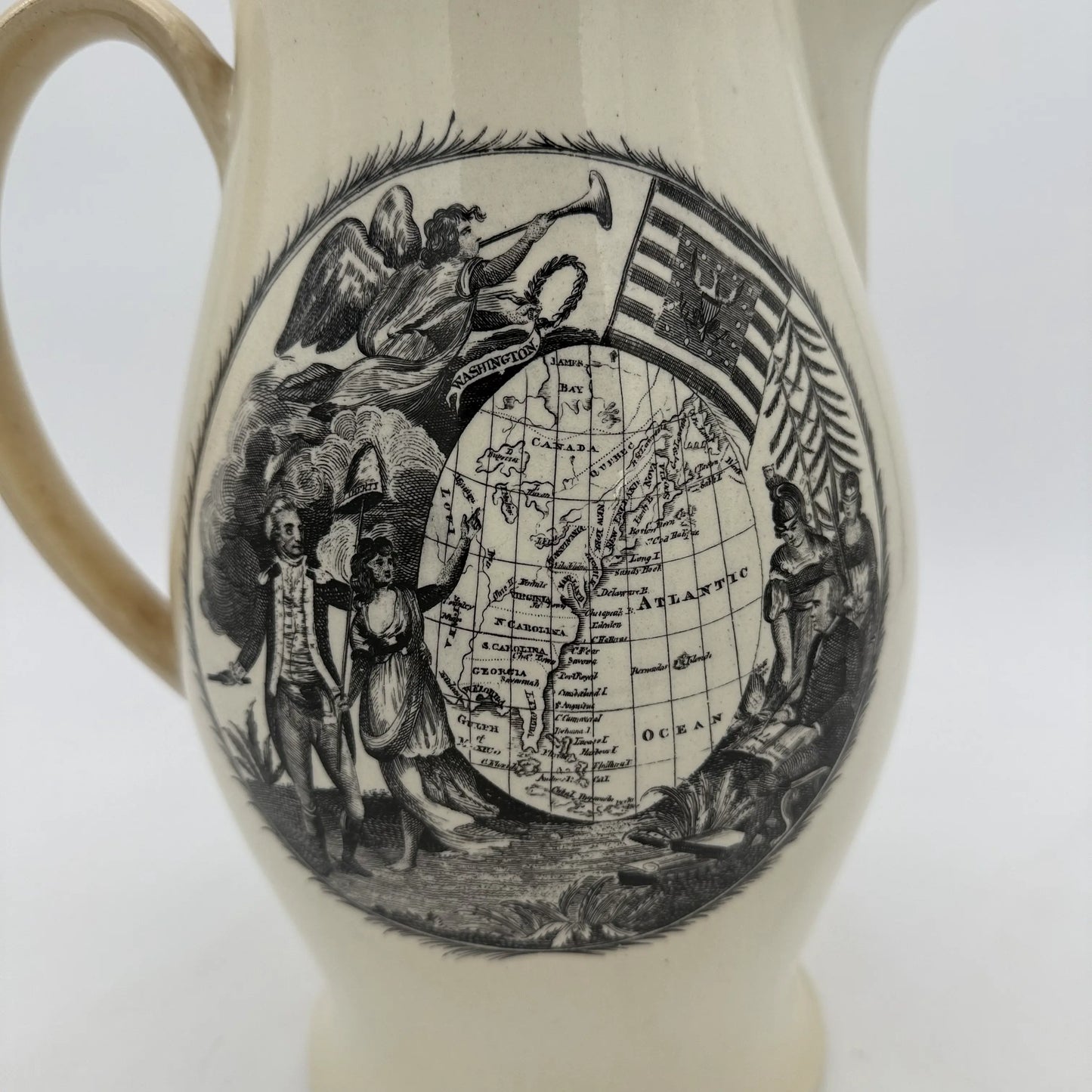 "Washington in Glory — America in Tears" Creamware Pitcher c. 1790
