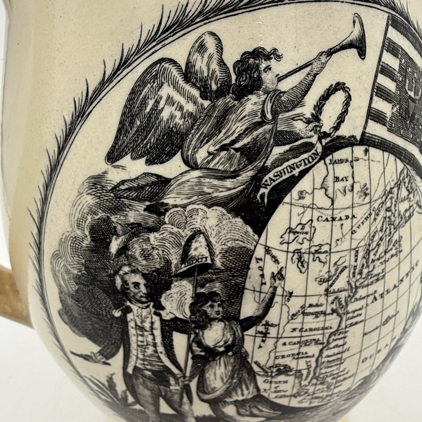 "Washington in Glory — America in Tears" Creamware Pitcher c. 1790