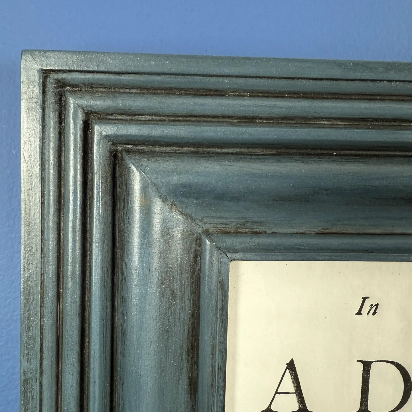 Edes and Gill Broadside "Declaration of Independence" in a handmade solid wood frame in Federal blue