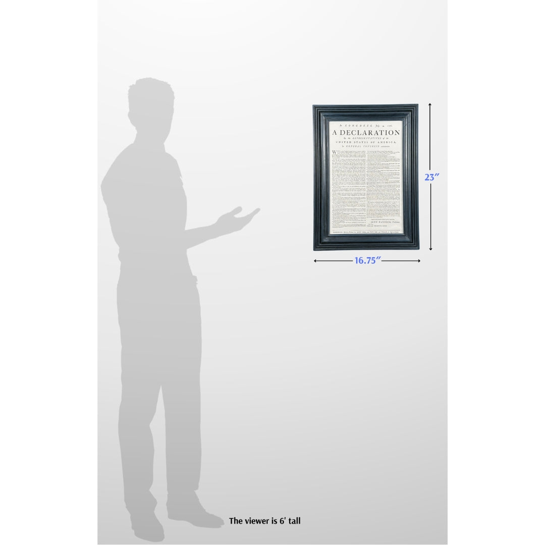 Edes and Gill Broadside "Declaration of Independence" in a handmade solid wood frame in Federal blue