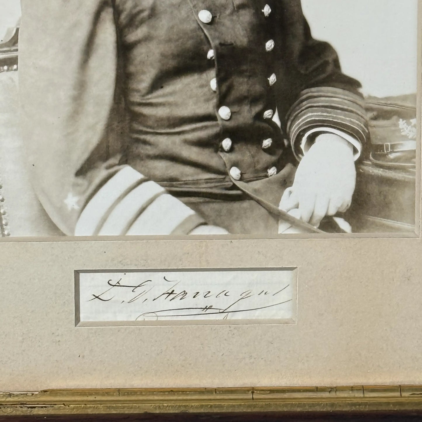 U.S. Navy's First Admiral, David G. Farragut, with photo and signature — Framed