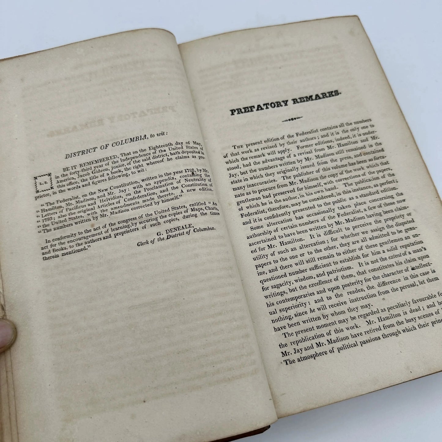 1826 "The Federalist, on the New Constitution" — An extraordinary bound volume