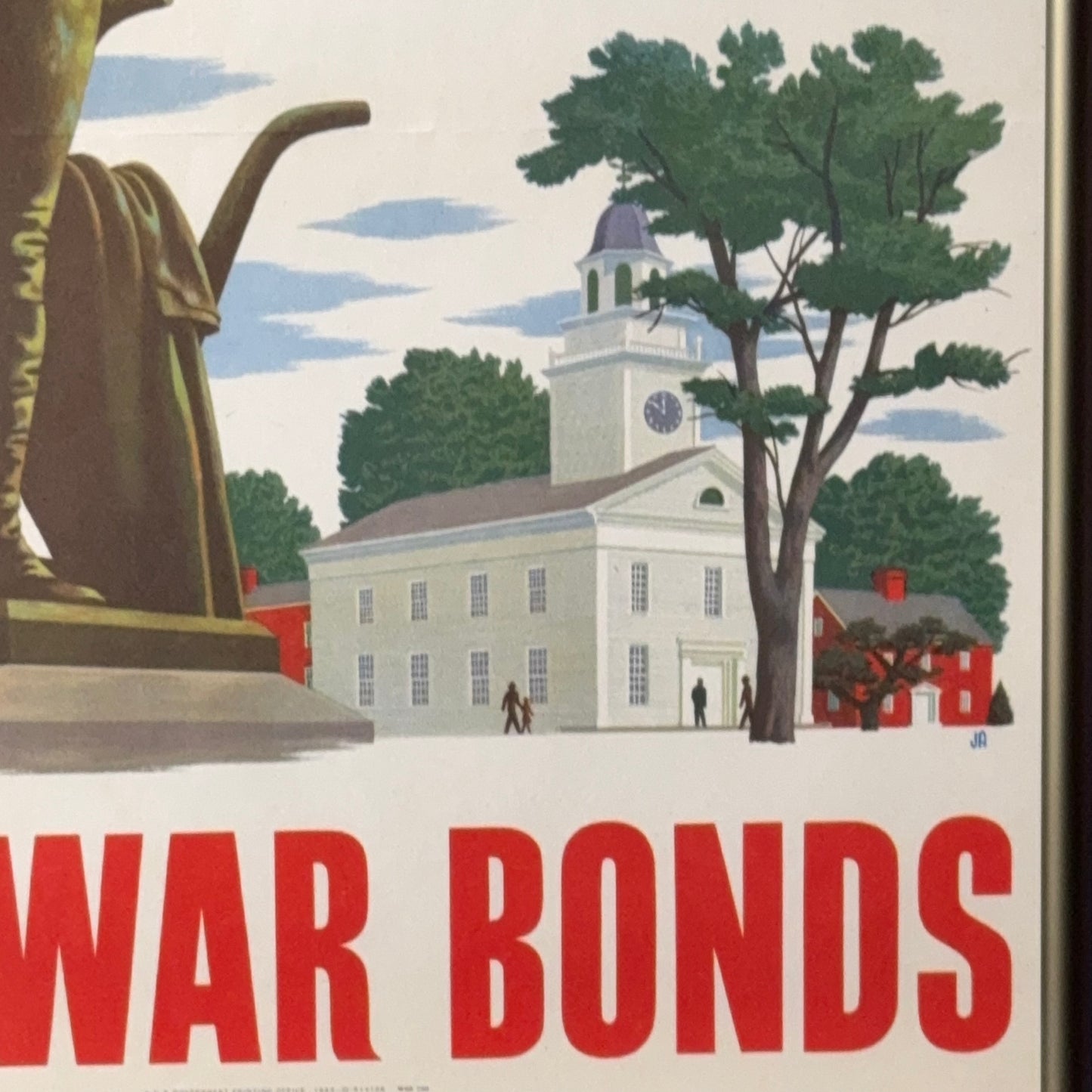 For Freedom's Sake — Buy War Bonds - Small poster from WWII - Framed