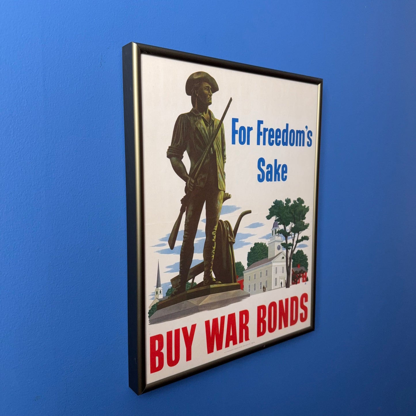 For Freedom's Sake — Buy War Bonds - Small poster from WWII - Framed
