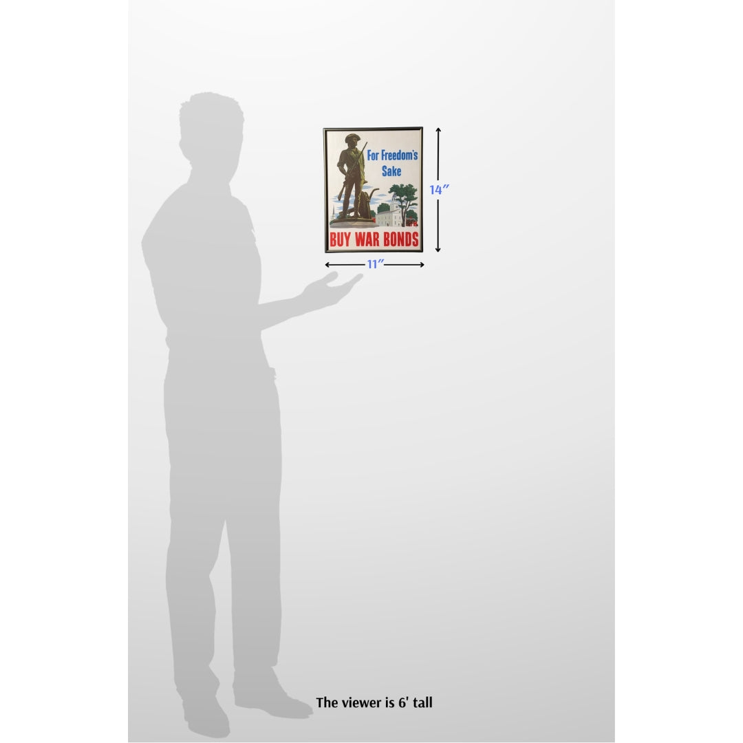 For Freedom's Sake — Buy War Bonds - Small poster from WWII - Framed