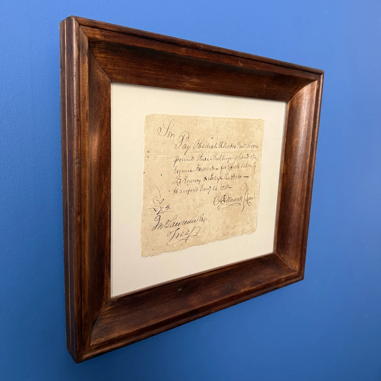 1778 handwritten document to pay for items taken "by the enemy" — Signed by future Chief Justice Oliver Ellsworth