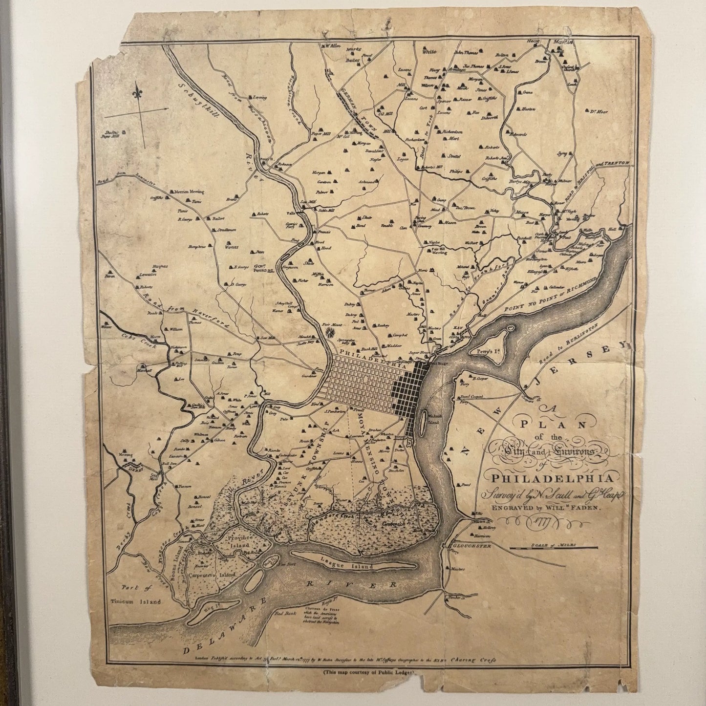 Map of Philadelphia 1777 — Framed