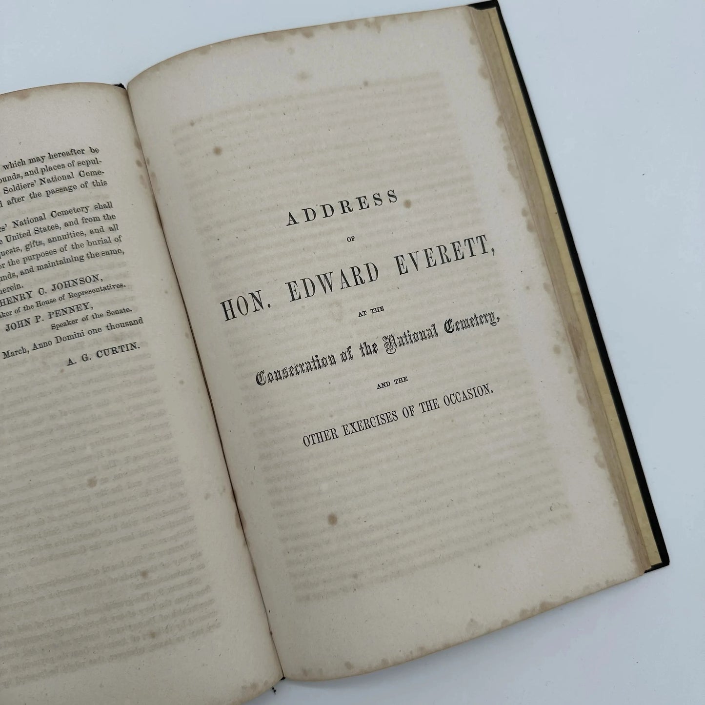 1864 report on Gettysburg National Cemetery including an early printing of the Gettysburg Address