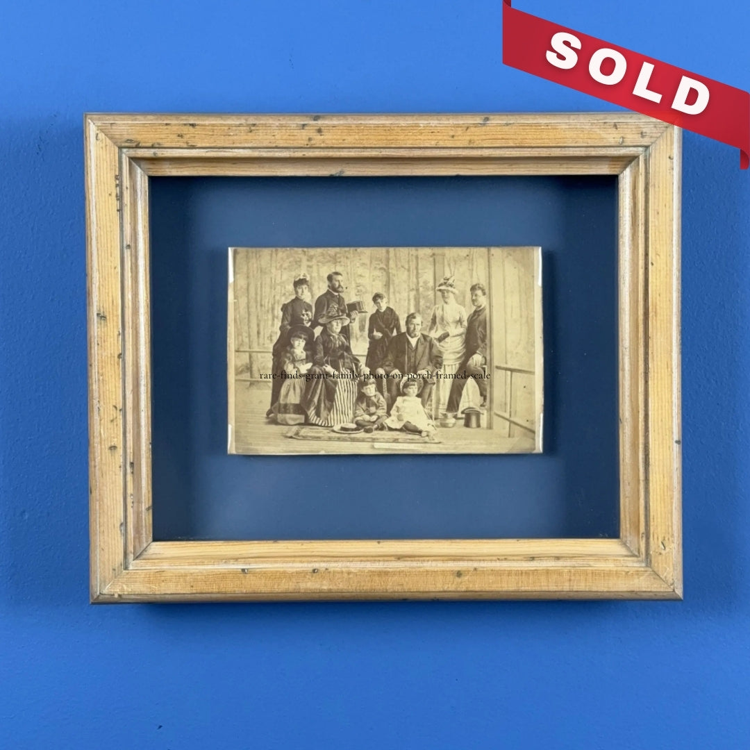 Photograph of Grant and his family on their porch shortly before his death — Framed