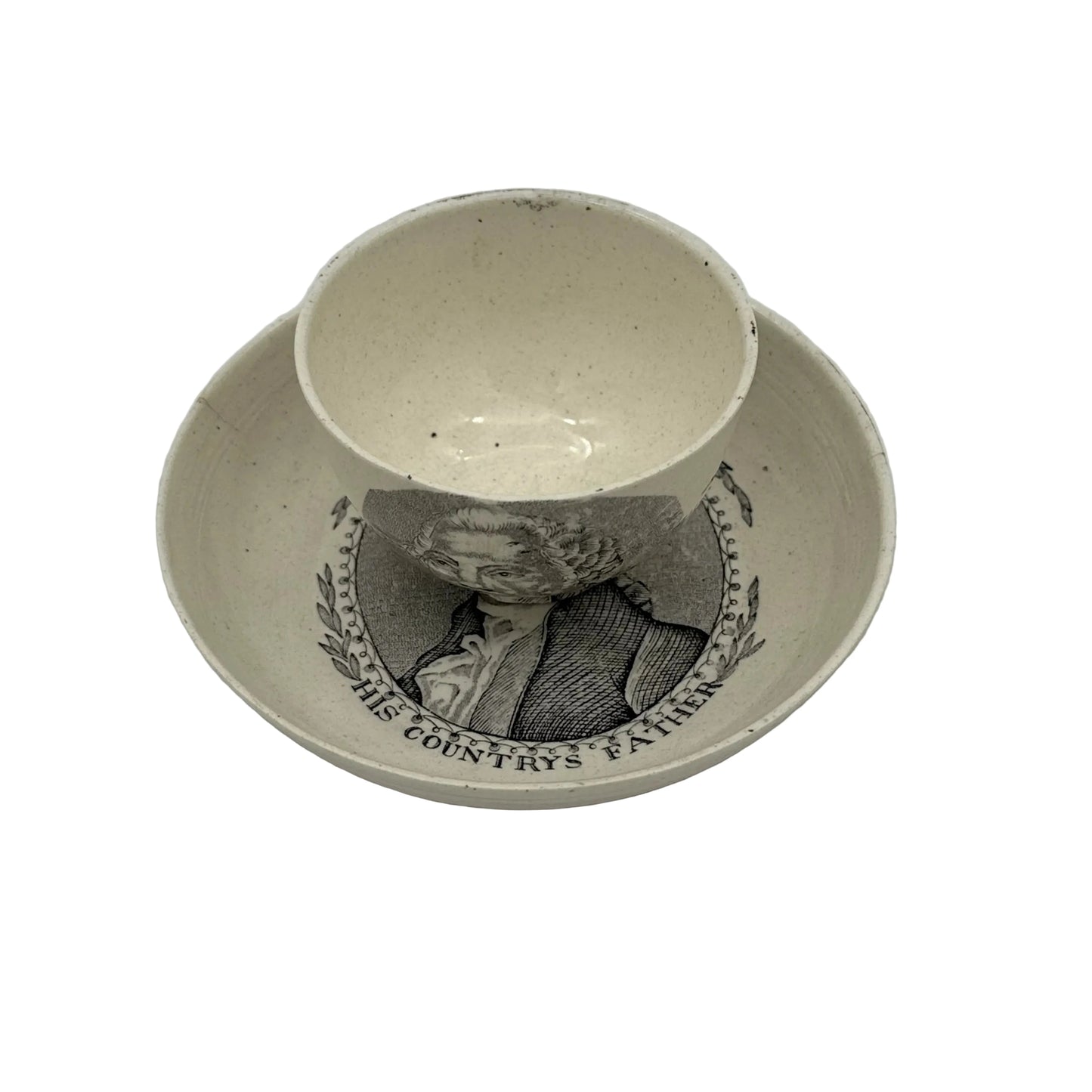 Washington and Lafayette Transferware Cup and Saucer