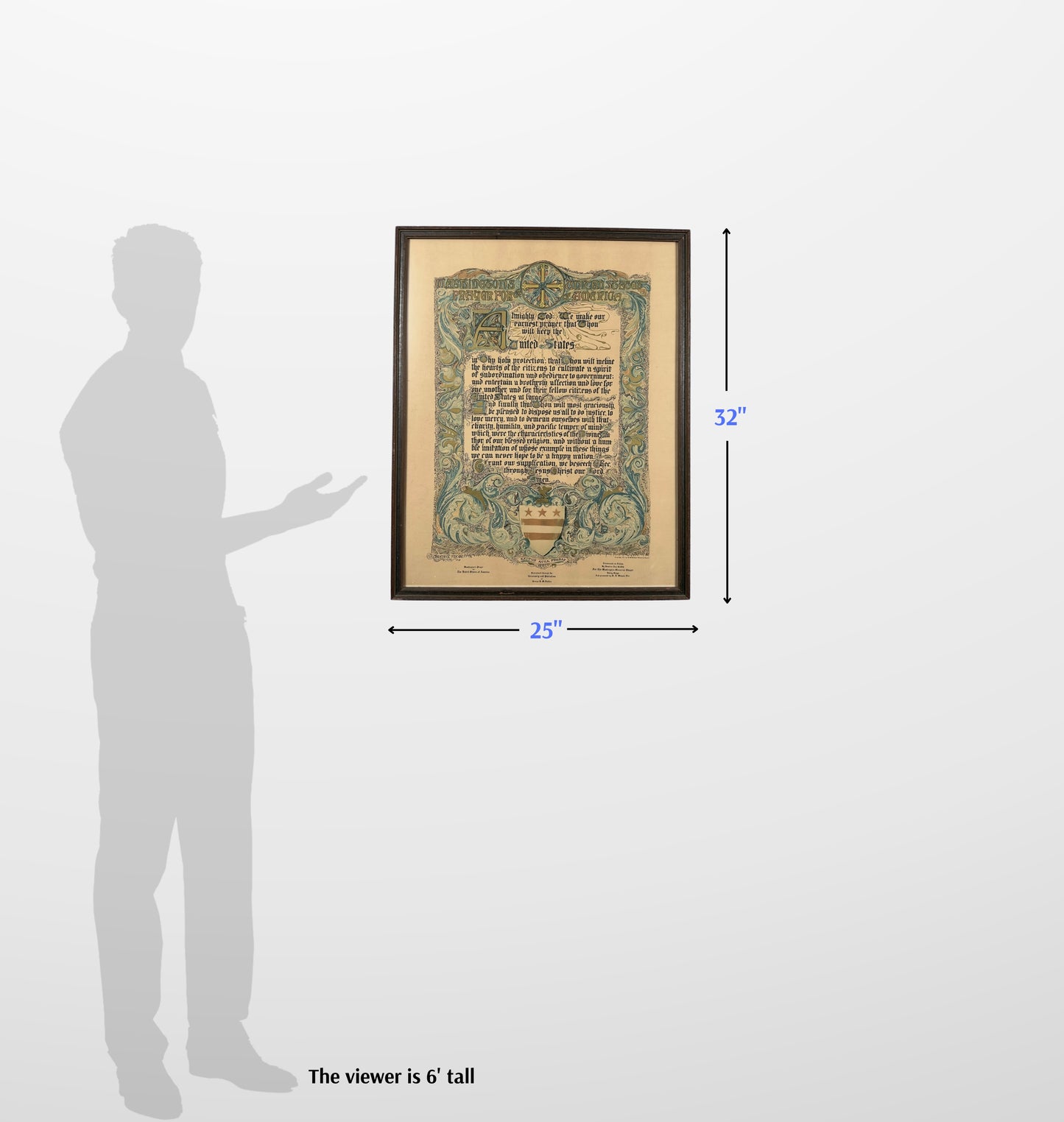 Washington's Prayer for United States of America — Framed