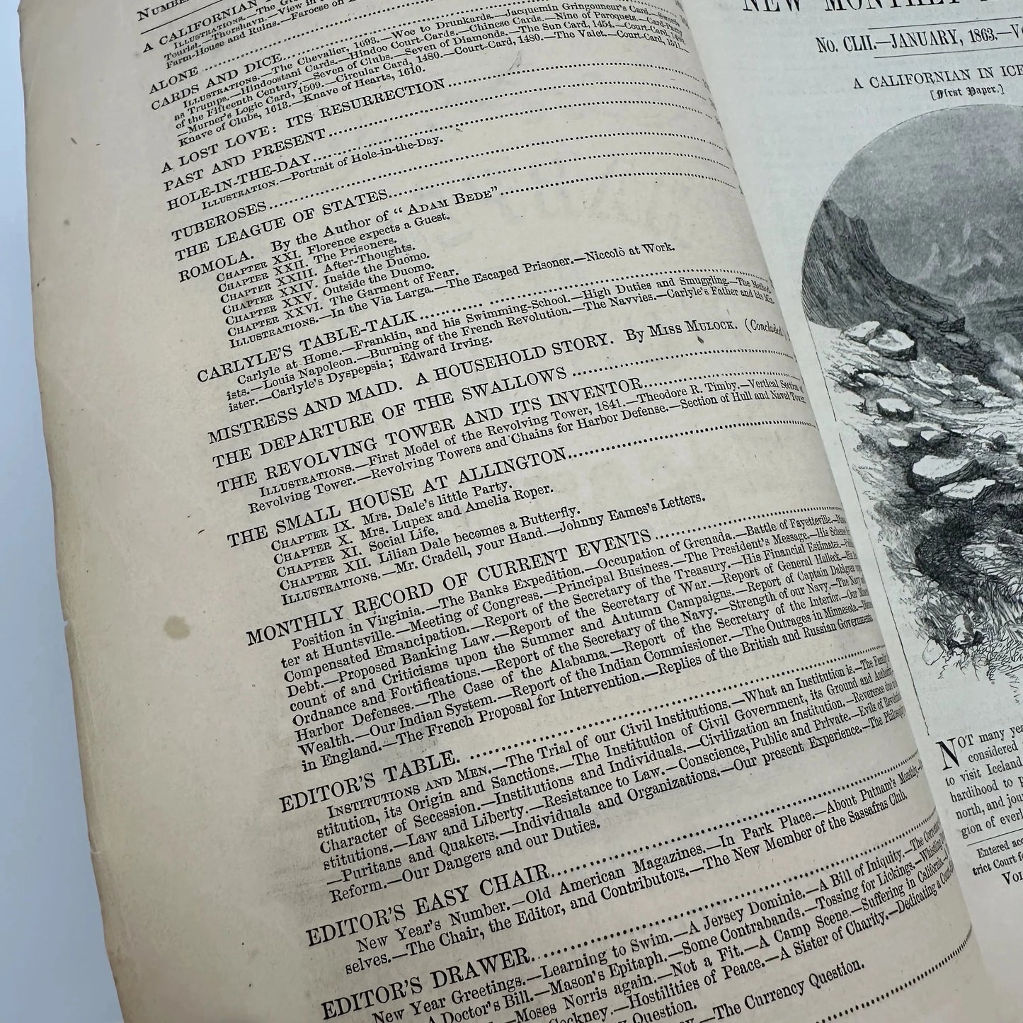 "Harper's New Monthly Magazine" — All 12 issues for the year 1863, with major Civil War news