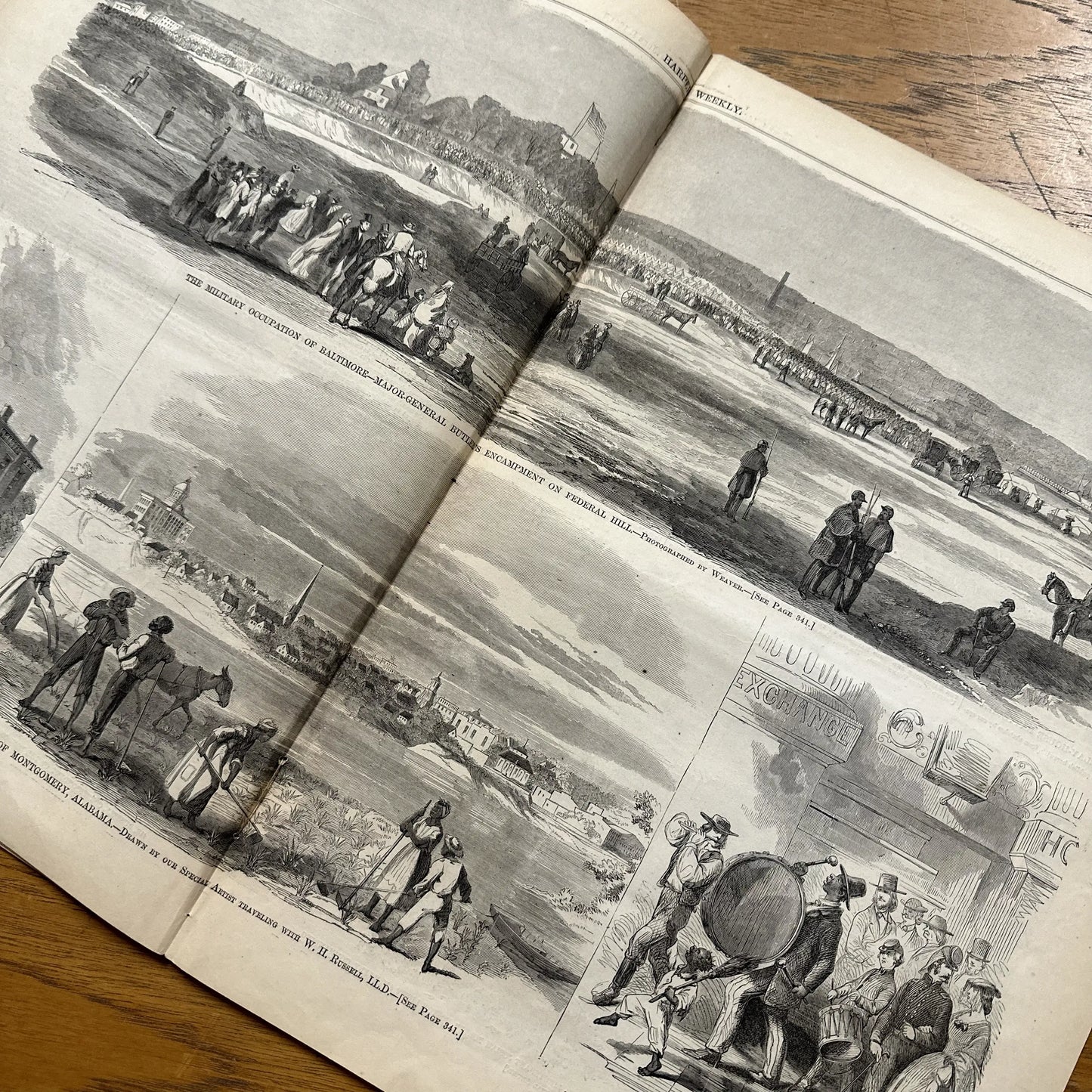 "Harper's Weekly" for June 1, 1861 with a large illustration of the Quarters of the 69th (Irish) regiment NY State Militia, at Georgetown College in Washington