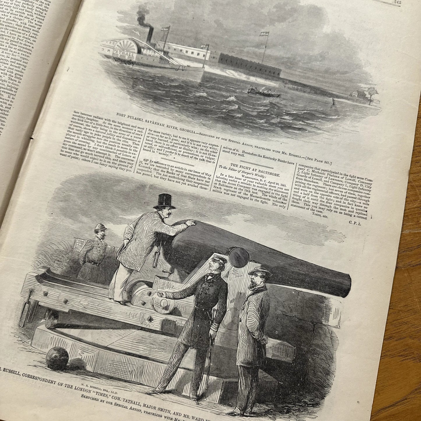 "Harper's Weekly" for June 1, 1861 with a large illustration of the Quarters of the 69th (Irish) regiment NY State Militia, at Georgetown College in Washington