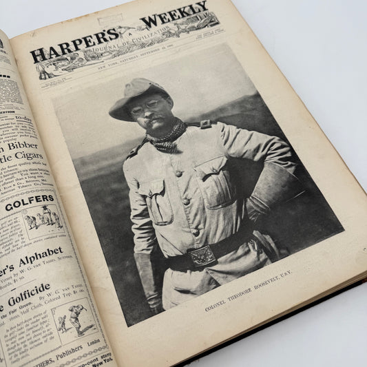 "Harper's Weekly" Vol. 42 for the year 1898, in a large bound book