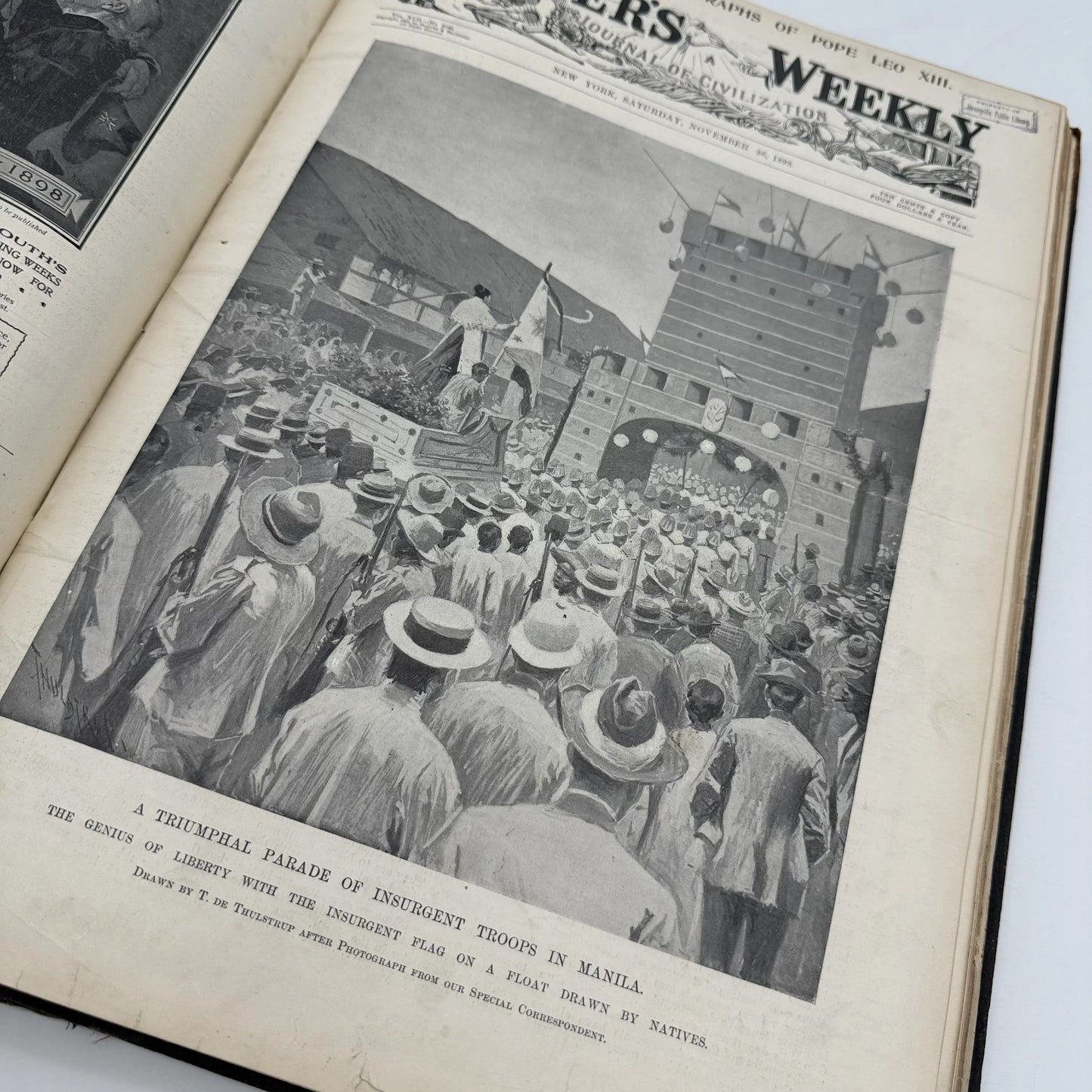 "Harper's Weekly" Vol. 42 for the year 1898, in a large bound book