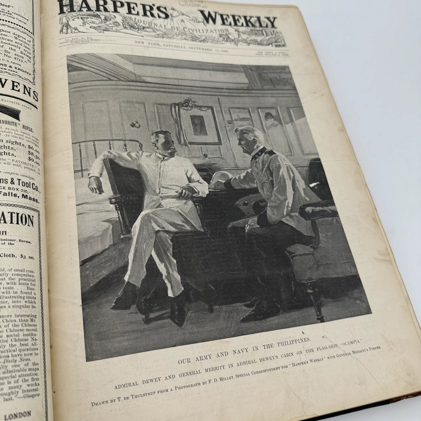 "Harper's Weekly" Vol. 42 for the year 1898, in a large bound book