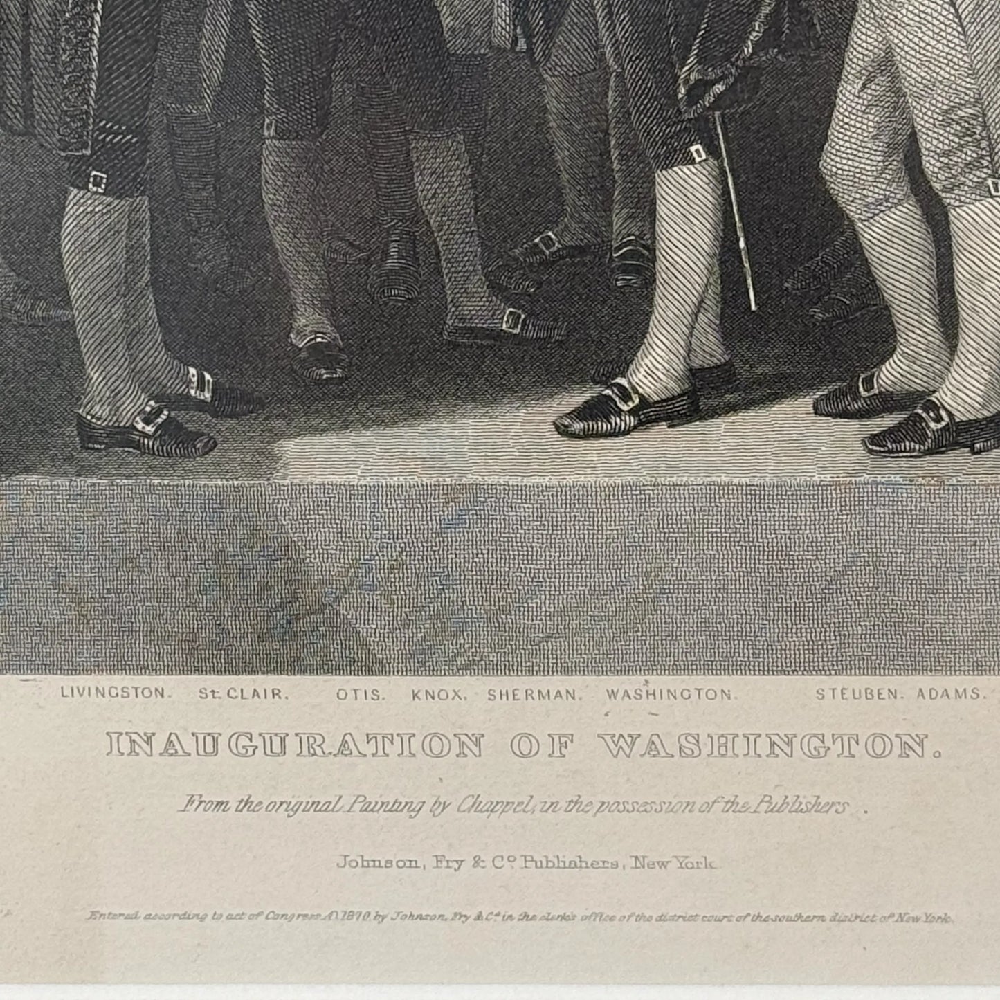 "Inauguration of Washington" engraving — 1870 — Framed