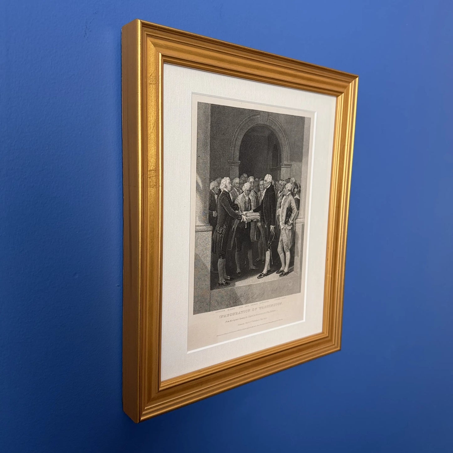 "Inauguration of Washington" engraving — 1870 — Framed