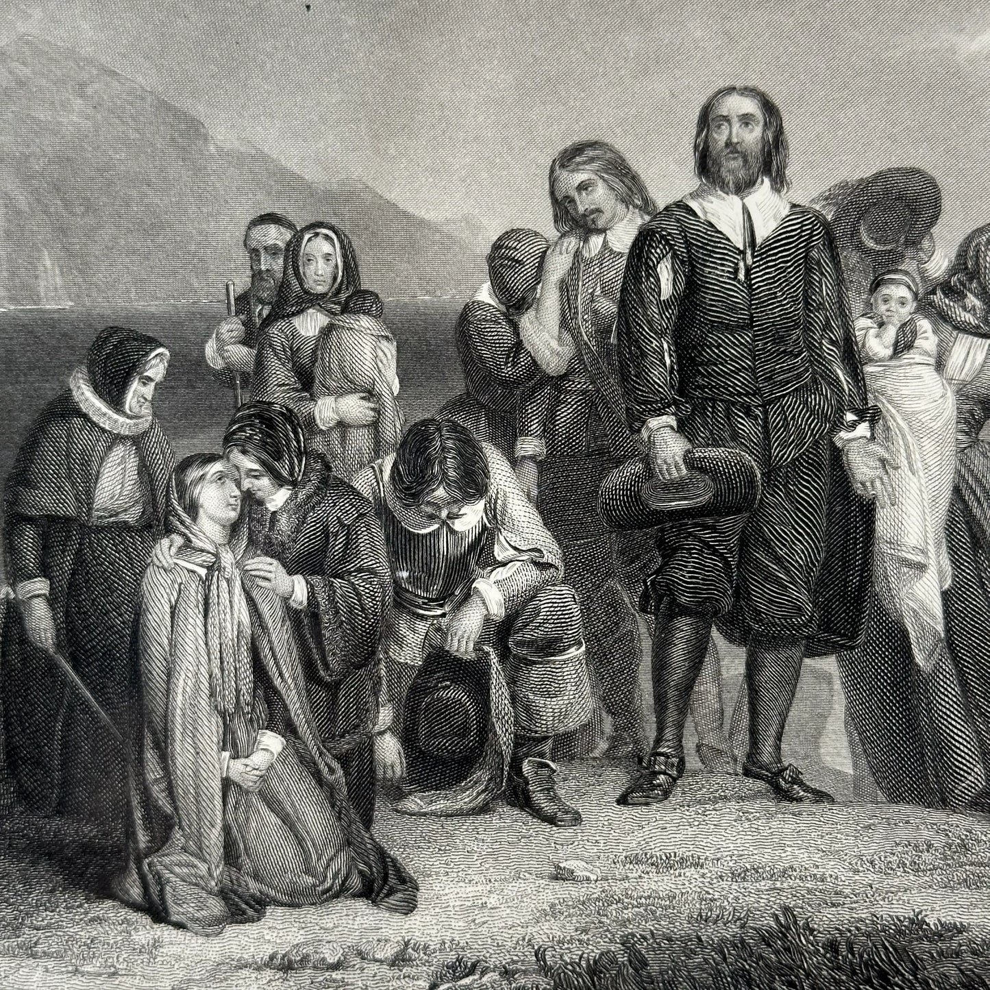 The First Landing of the Pilgrims — 1856 engraving of famous painting