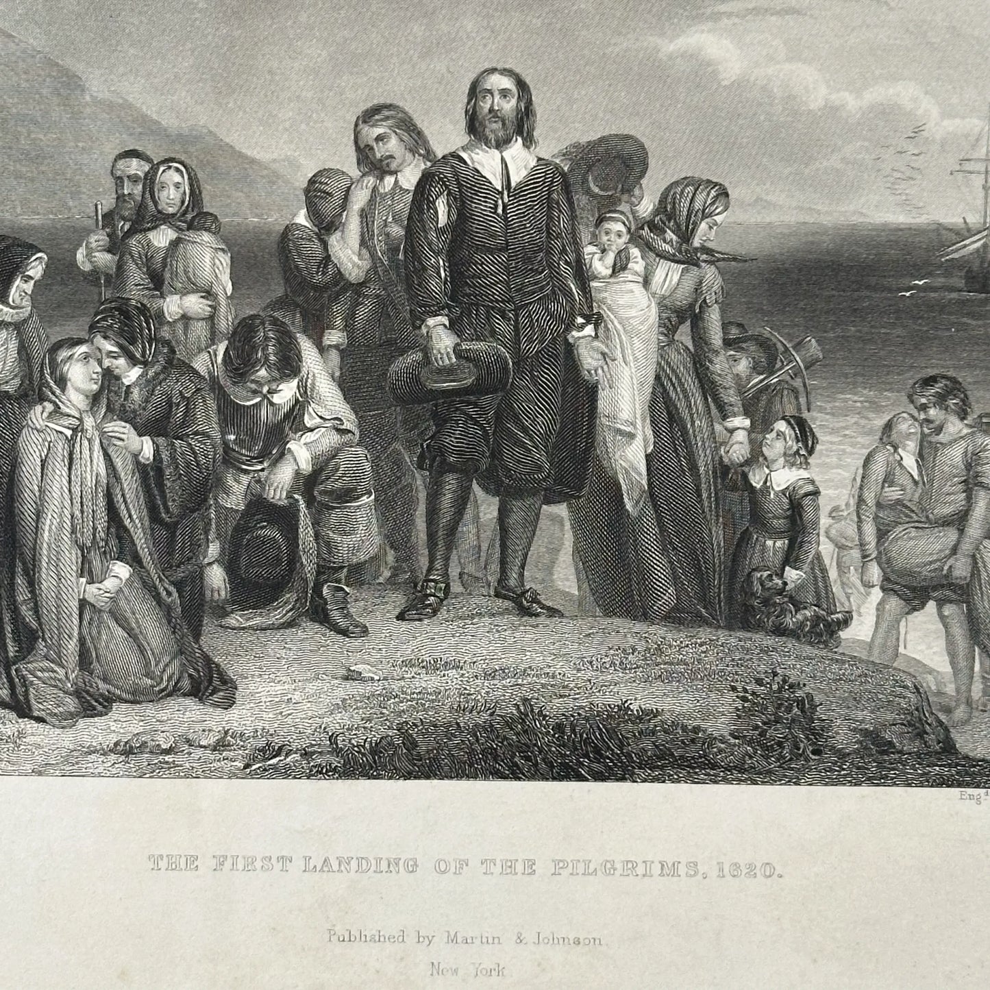 The First Landing of the Pilgrims — 1856 engraving of famous painting
