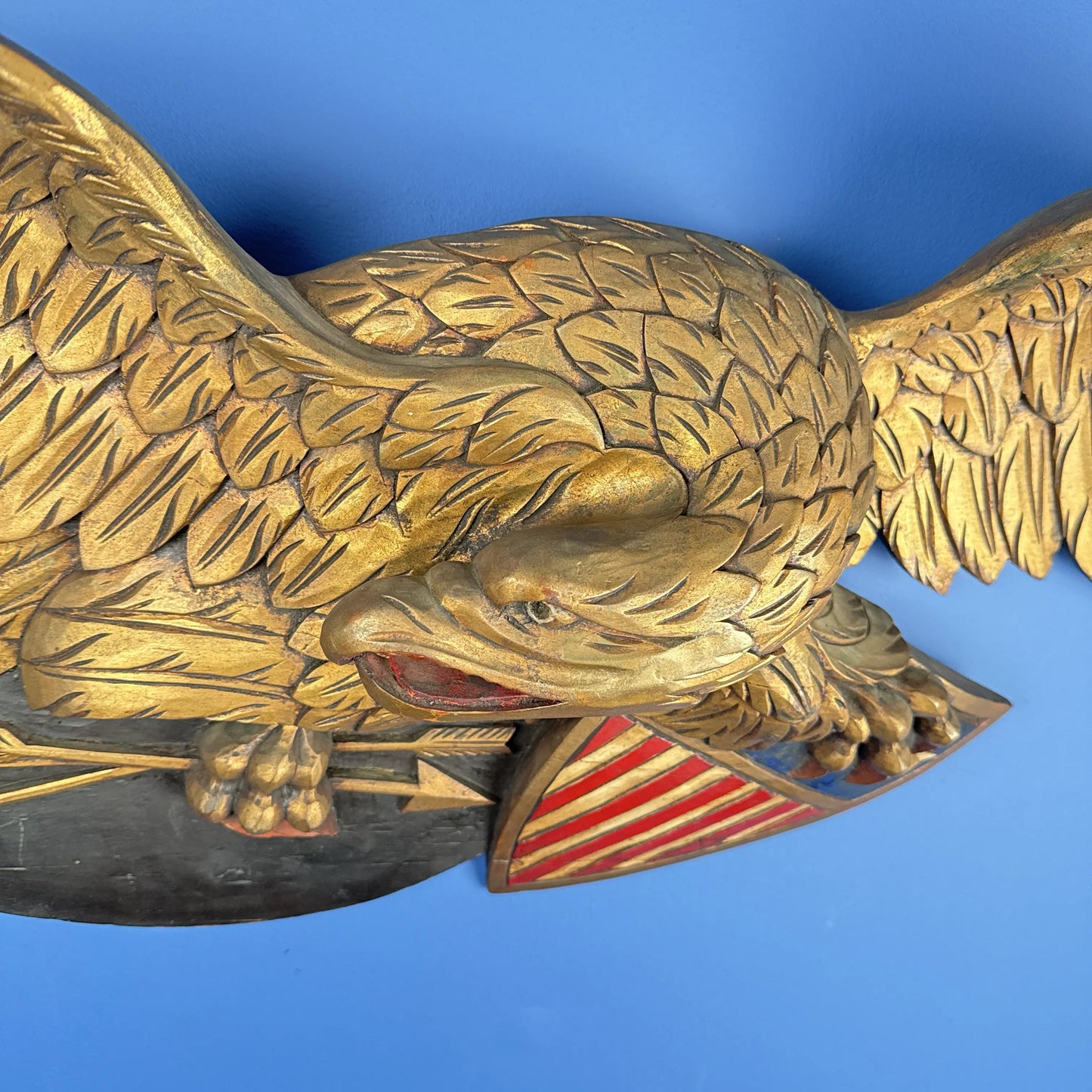"Louisburg" Large Wooden Eagle — 44" wide — in the style of John Haley Bellamy