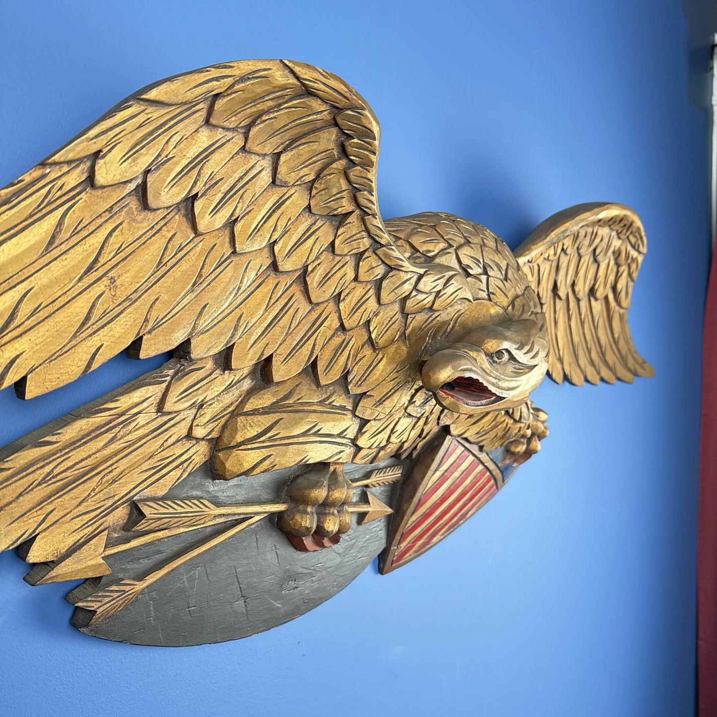 "Louisburg" Large Wooden Eagle — 44" wide — in the style of John Haley Bellamy