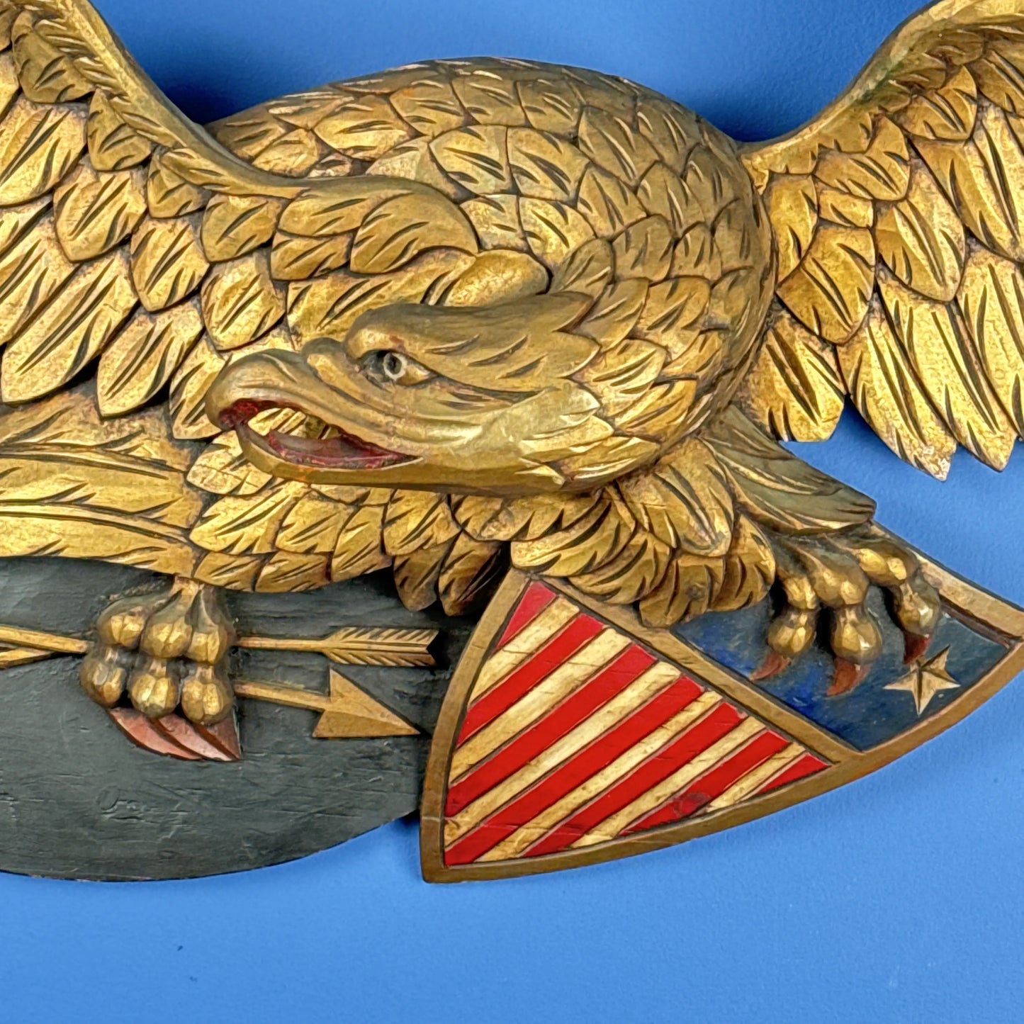 "Louisburg" Large Wooden Eagle — 44" wide — in the style of John Haley Bellamy