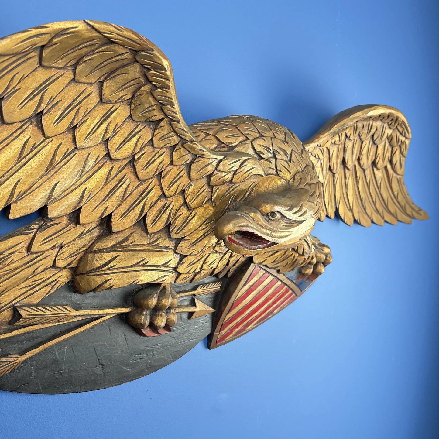 "Louisburg" Large Wooden Eagle — 44" wide — in the style of John Haley Bellamy